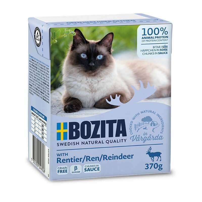 BOZITA Nassfutter BOZITA Häppchen in Soße 6x370g Rentier