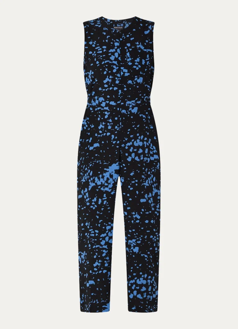 Whistles  Josie wide fit cropped jumpsuit met print en strikceintuur