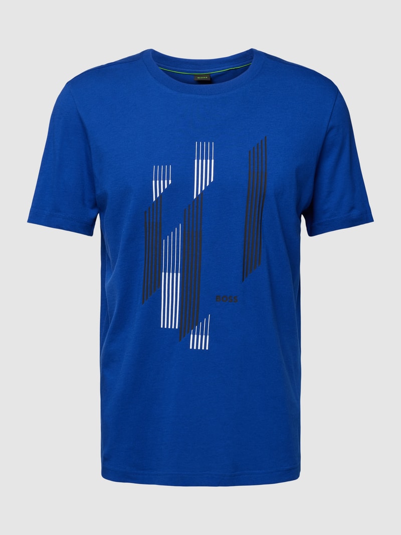 T-Shirt aus Baumwolle mit Label-Detail in royalblau