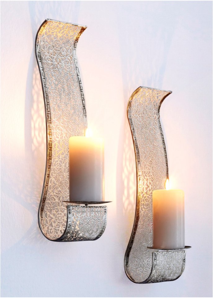 Wandkerzenhalter mit Ornamenten (2er Pack)