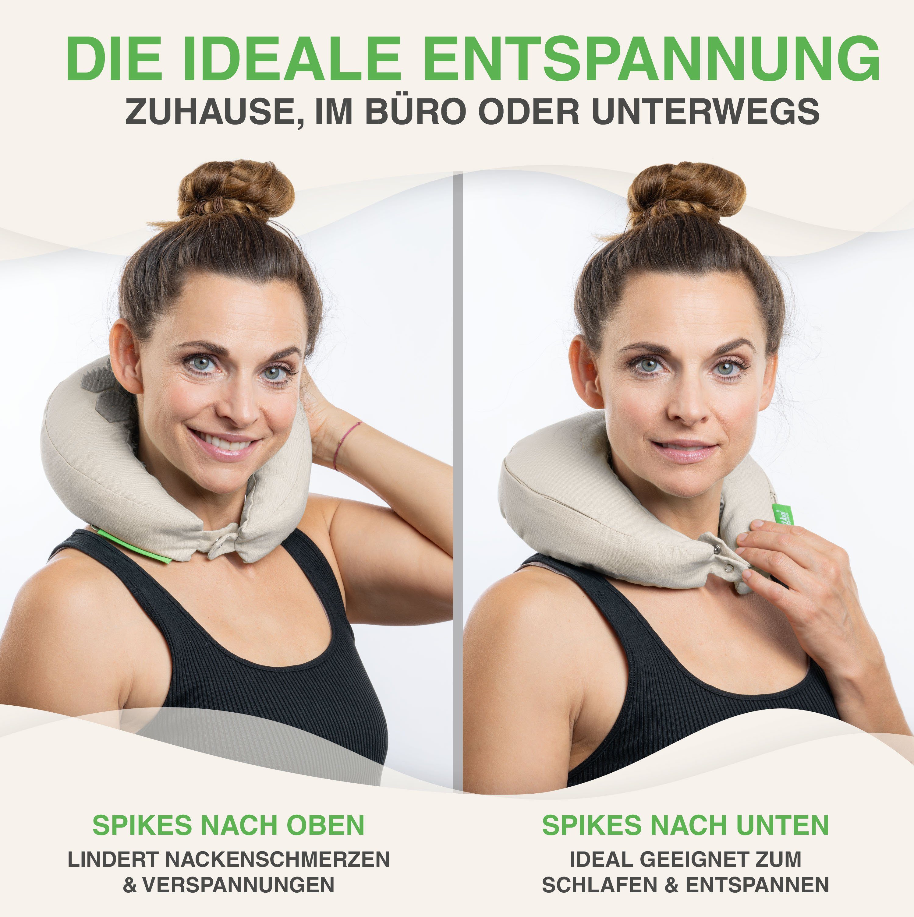 BACKLAxx® Nackenhörnchen Akupressur, Akupressur U Kissen