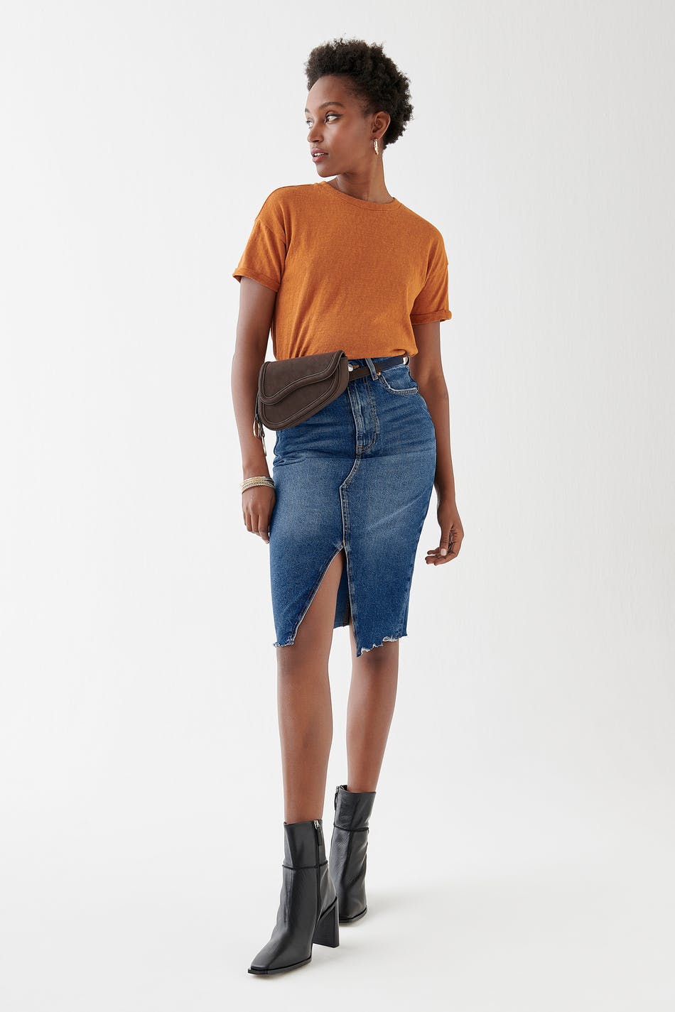 Millie midi denim skirt