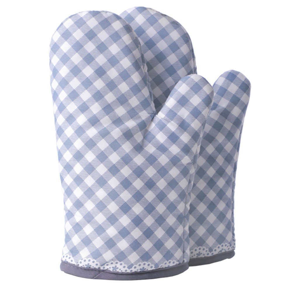 COUNJOYING Topfhandschuhe Handschuhe Gegen Verbrühungen Küchenhandschuh Blau kariert 1 Paar