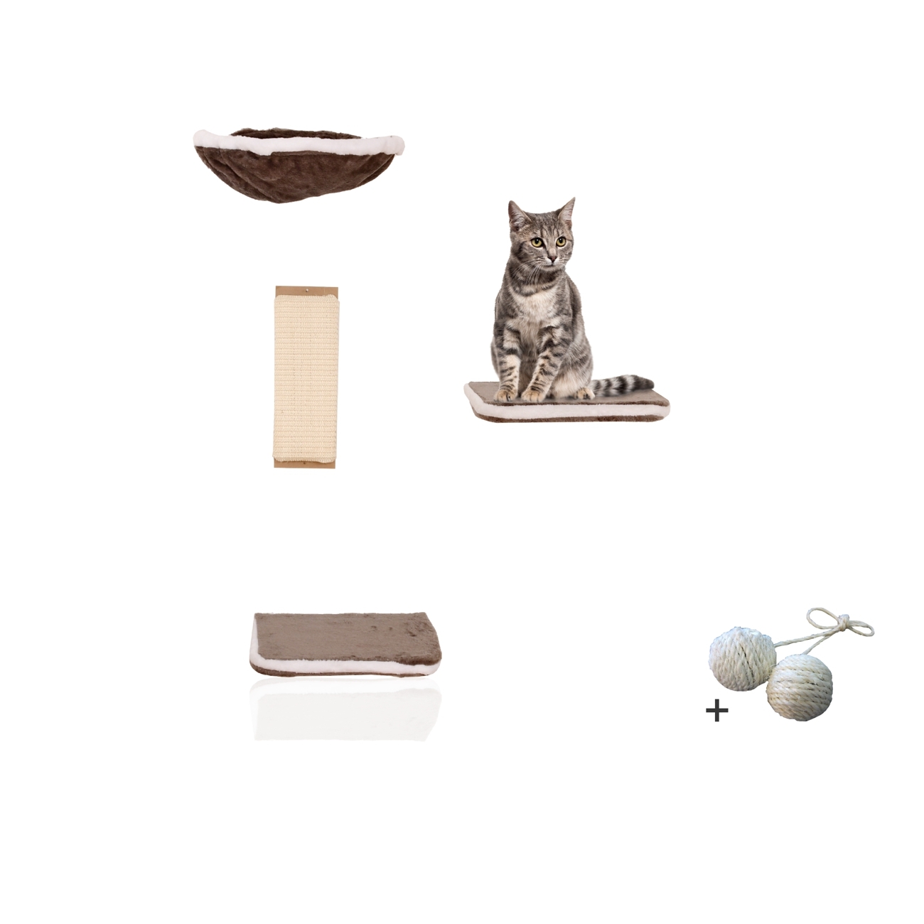 Rohrschneider Kratzbäume Rohrschneider Katzen Kletterwand 4-er Set mit Gratis-Spielballset