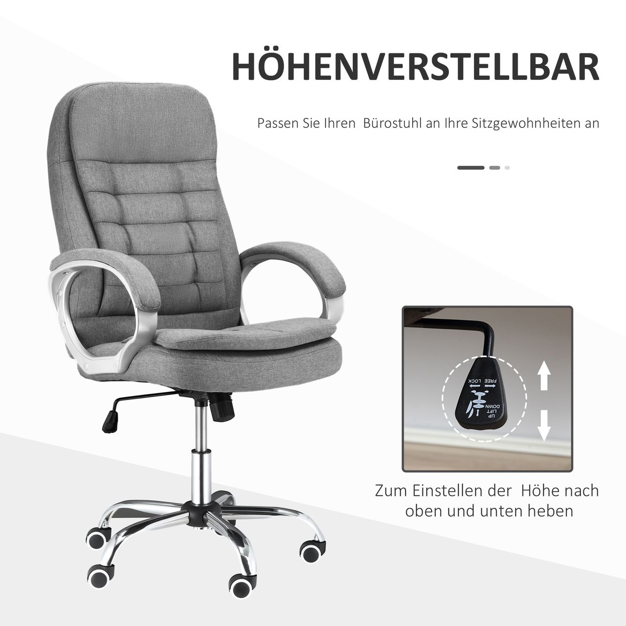 Vinsetto Bürostuhl Ergonomischer 360° Drehstuhl Wippfunktion höhenverstellbar