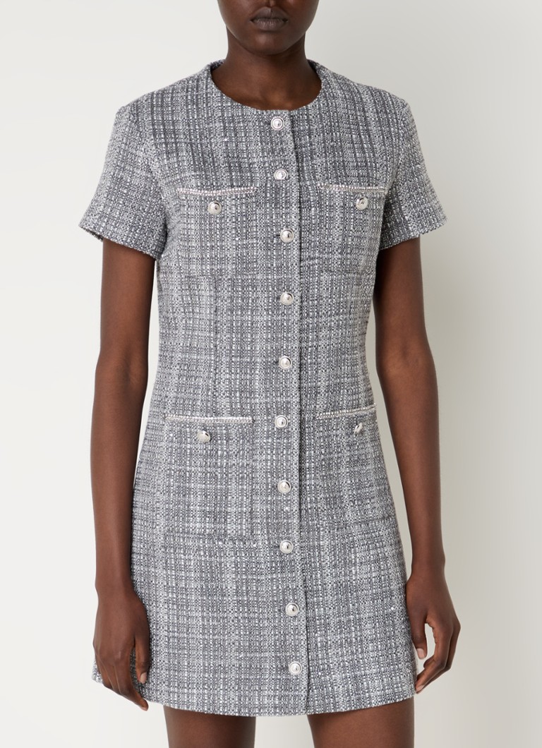 Maje Mini dress with tweed look and rhinestones