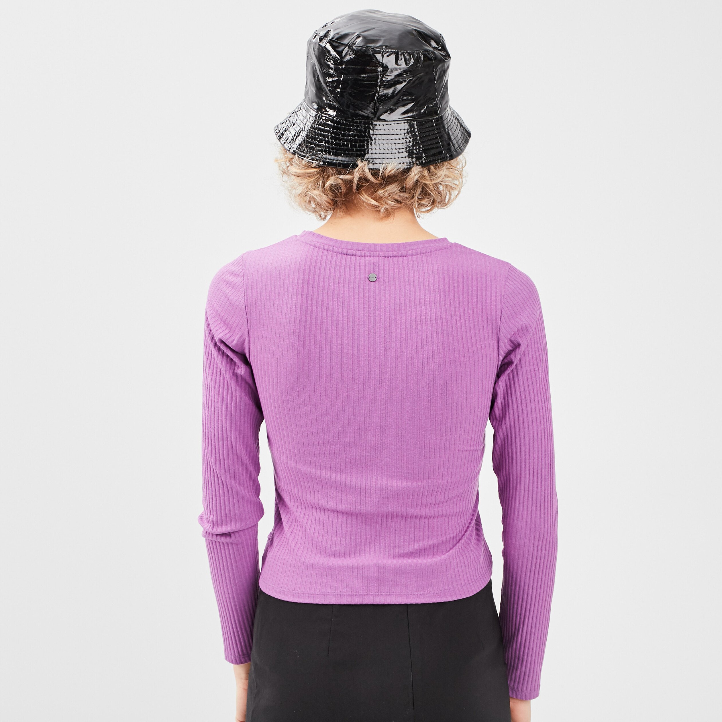 T-shirt cropped manches longues rose framboise femme | La Halle