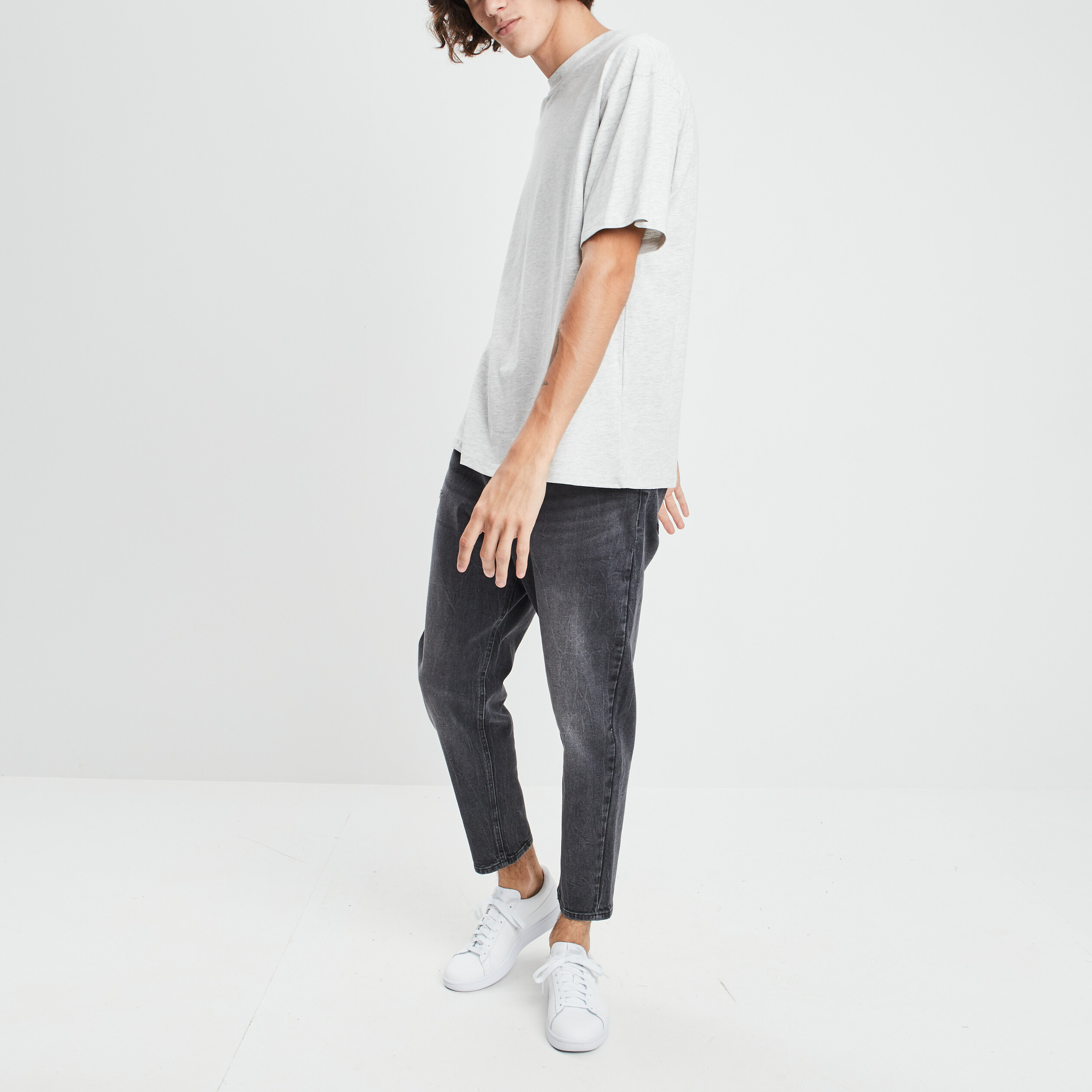 Jeans straight denim gris homme | La Halle