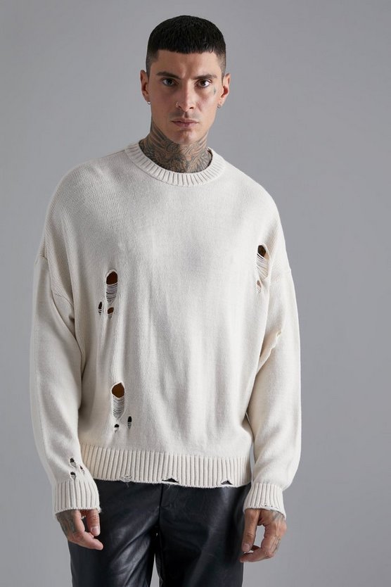 Kastiger zerrissener Pullover