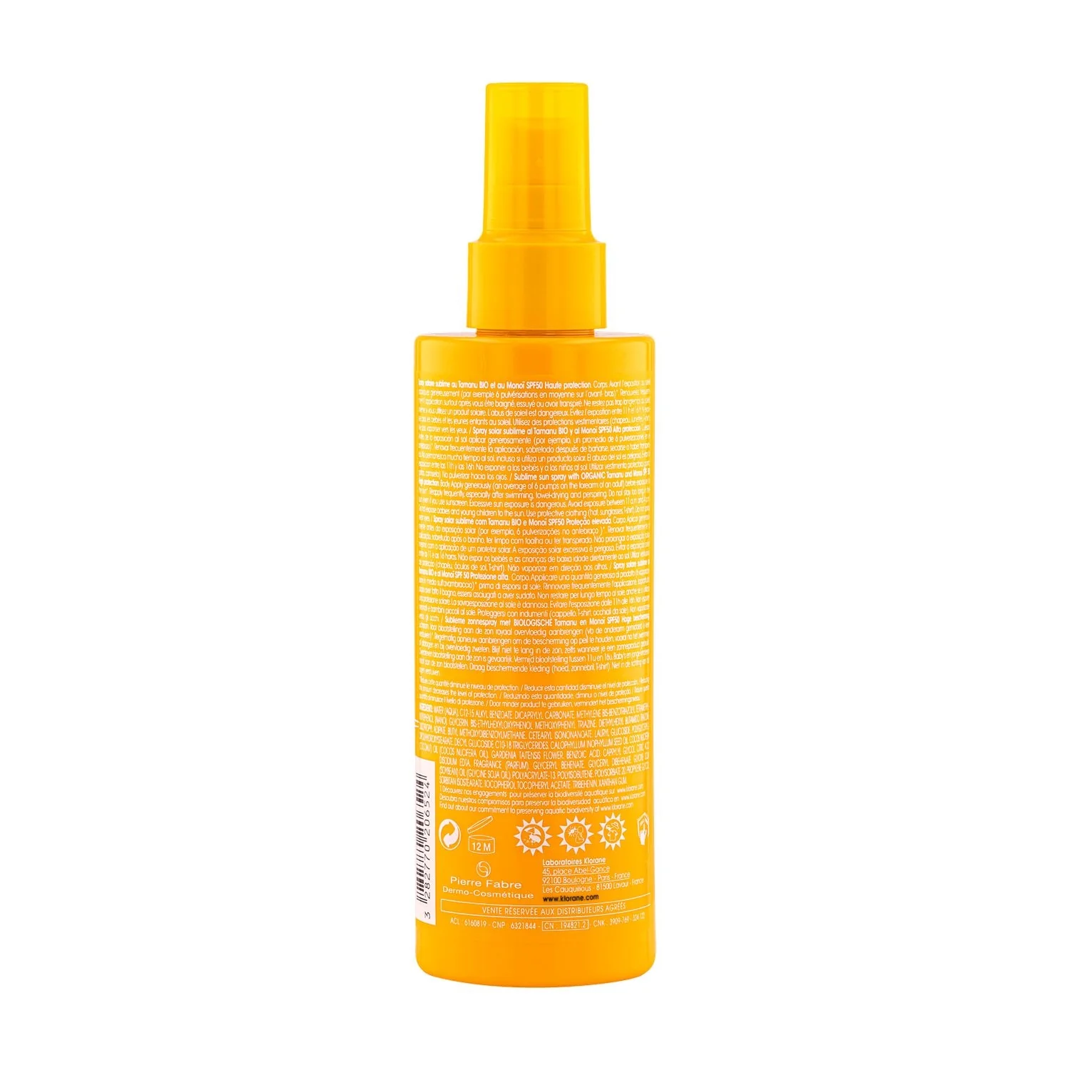 Polysianes Sublime Sun Spray SPF 50 con Monoï y Tamanu BIO - Spray solar corporal de alta protección.