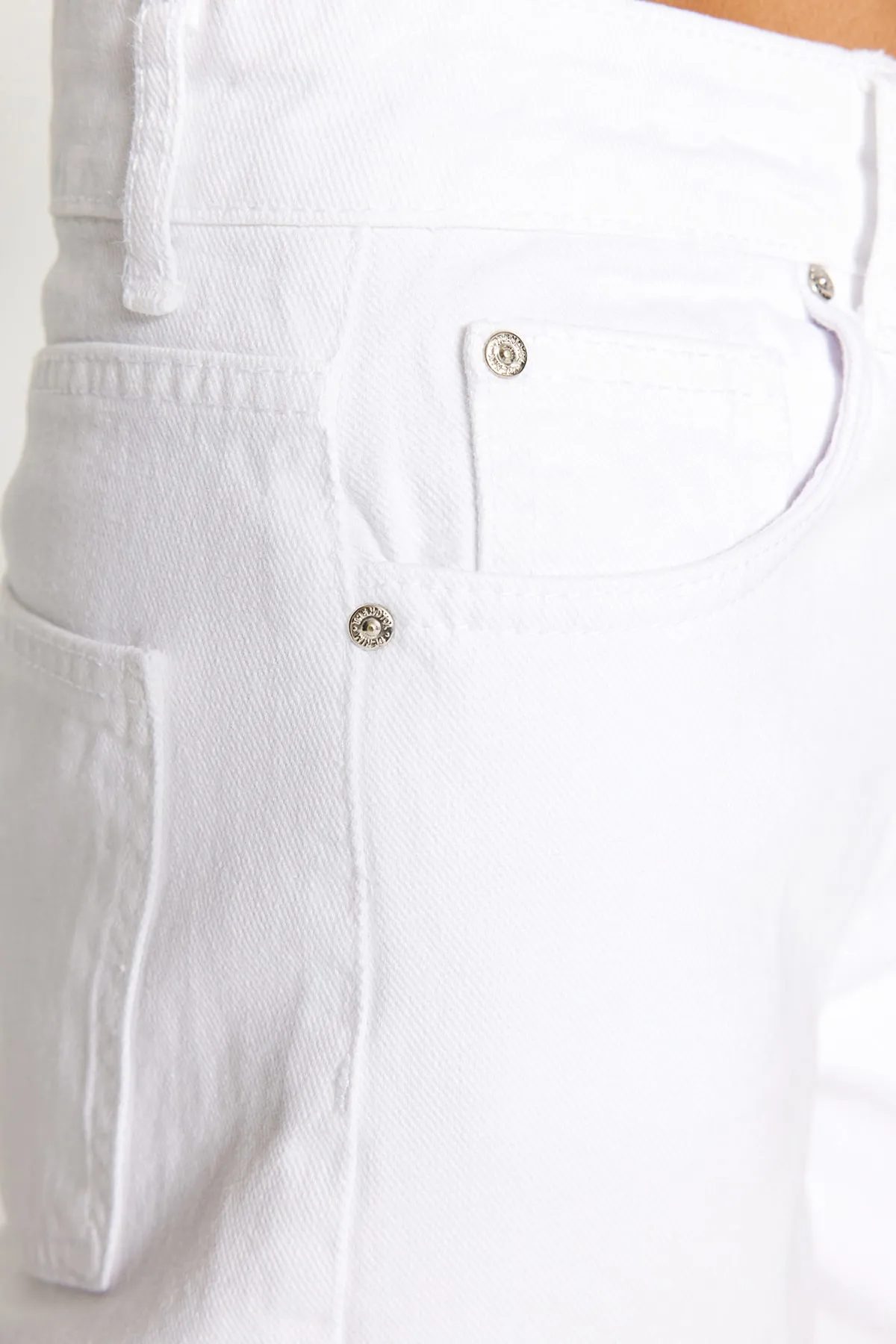 Trendyol Collection  Weiße Jeans mit hoher Taille und geradem Bein und Federdetail TWOSS23JE00208