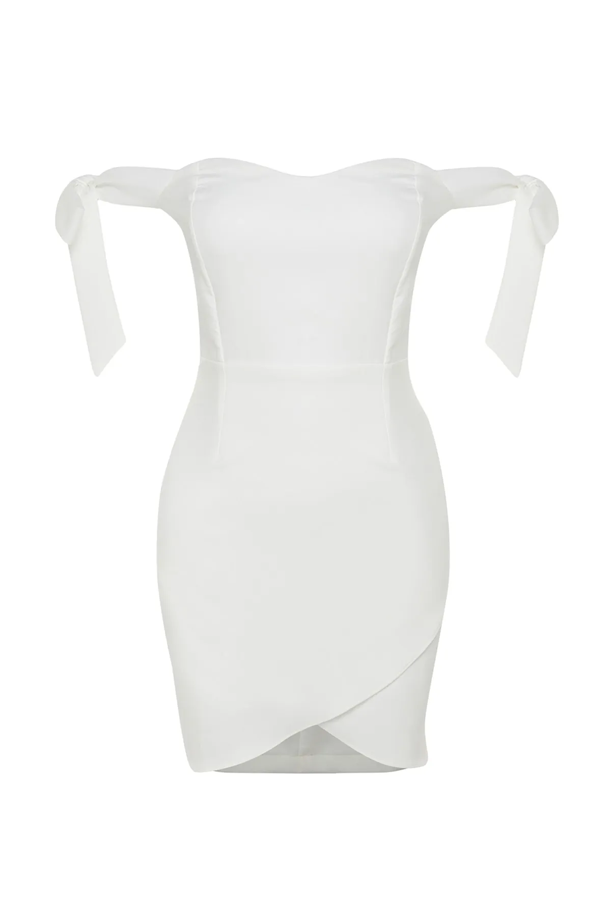 Trendyol Collection  Zweireihiges, gefüttertes, gewebtes Brautabendkleid in Ecru TPRSS23EL00361