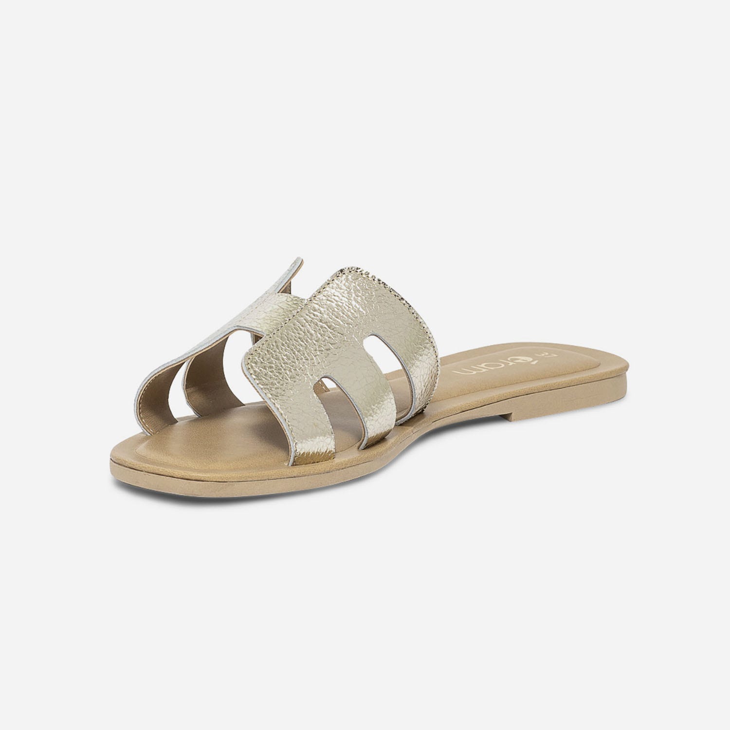 Mule or en cuir grainé