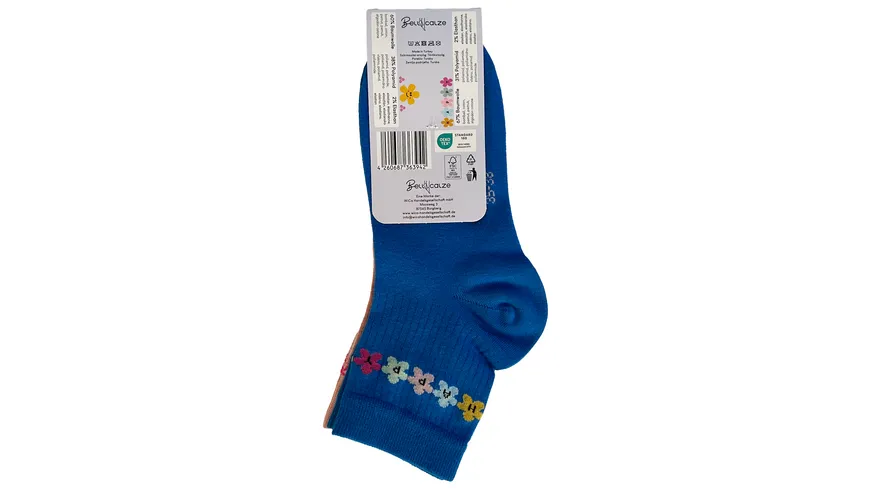Damen Socken mit feiner Rippe 2er Pack rosa, blau