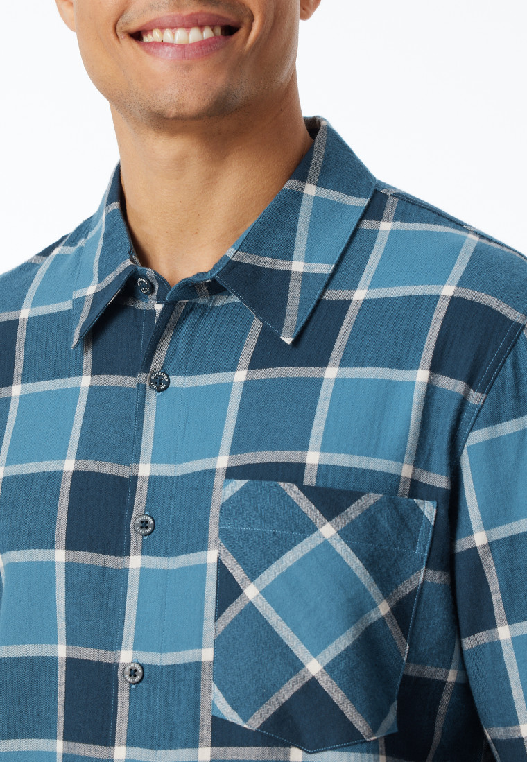 Pyjama Webware Flanell jeansblau kariert - Selected Premium Warming