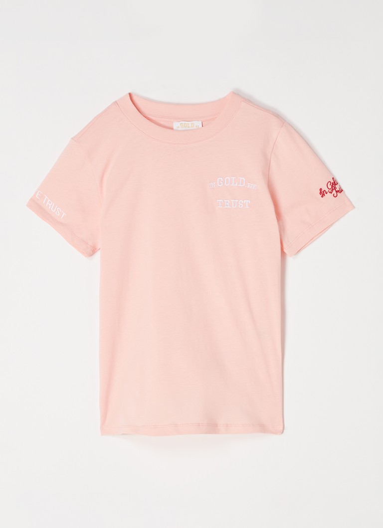 Majica od organskog pamuka s vezom i printom logotipa u zlatnoj boji We Trust The Pusha