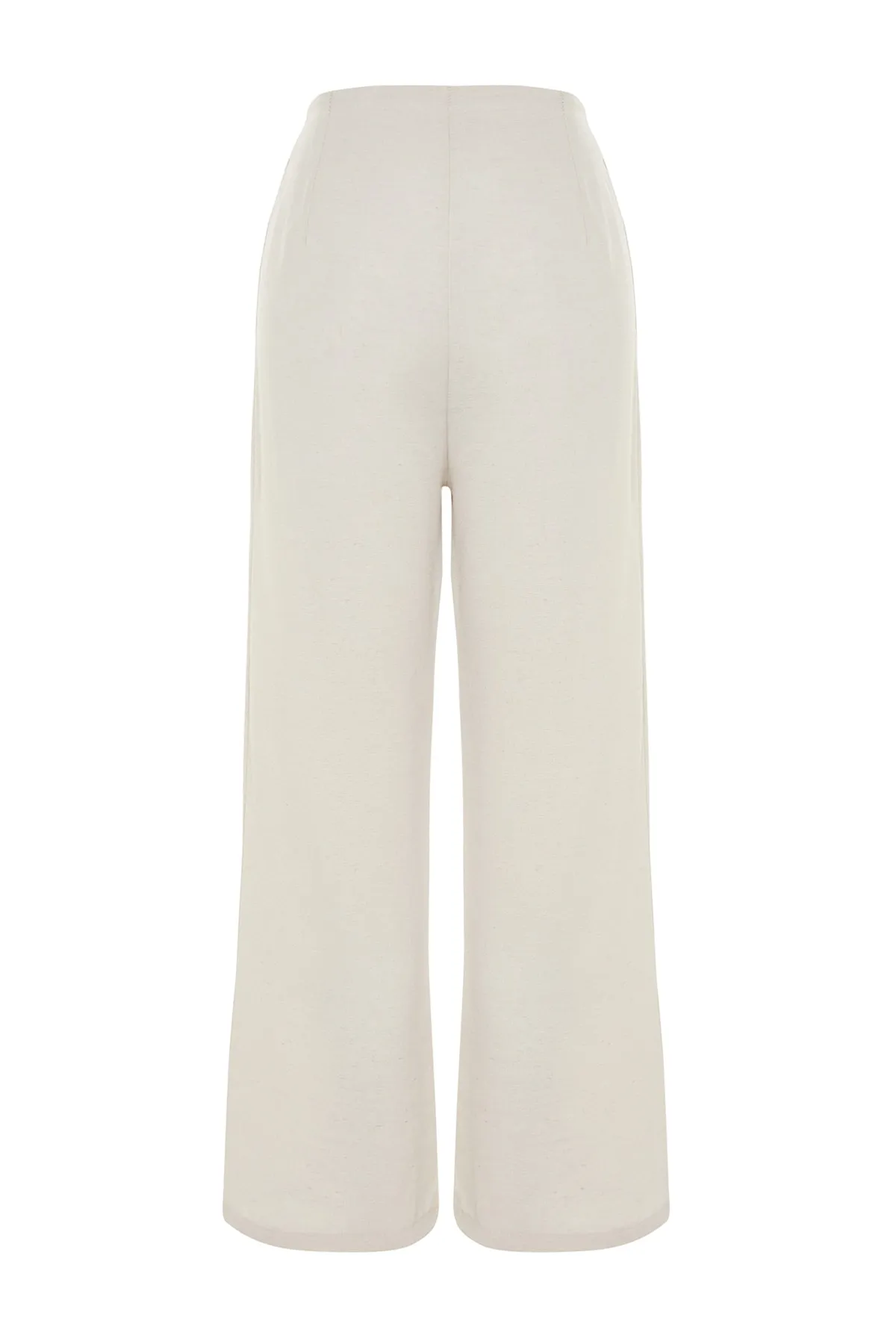 Trendyol Modest  Ecrufarbene, gewebte Hose aus Baumwollmischung mit weitem Bein TCTSS23TP00038