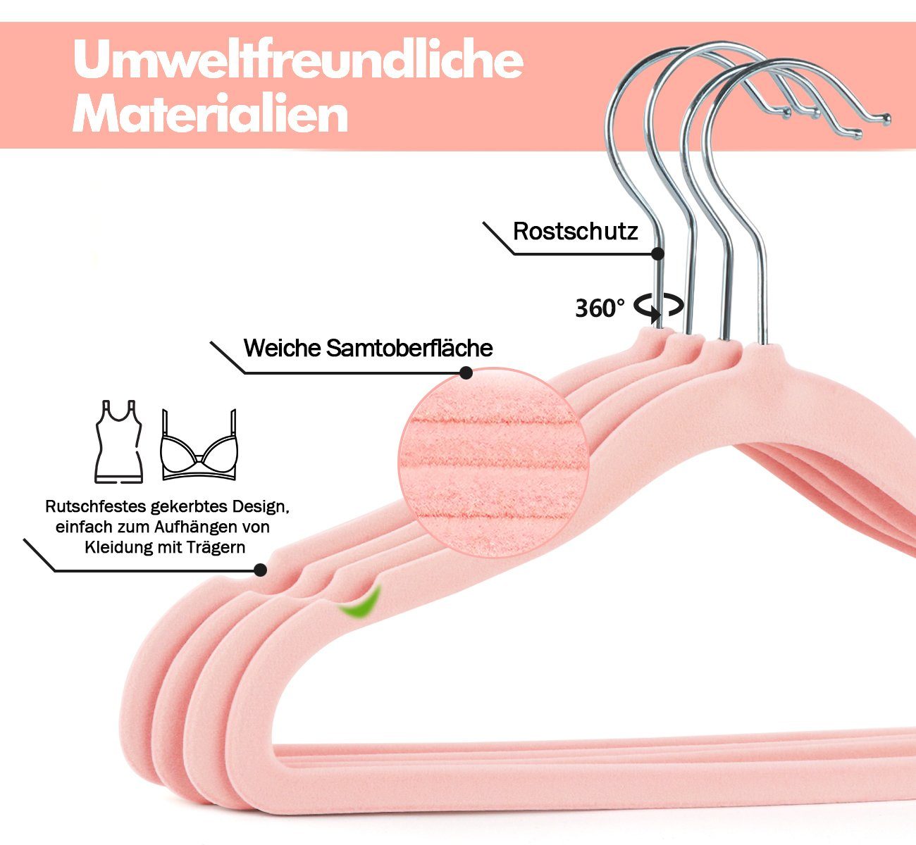 Homewit Kleiderbügel Kinder Kleiderbügel Baby Kinderkleiderbügel mit Samtbezug für Kleidung, (Packung, 20-tlg), Baby Samt Kleiderbügel mit 10 Kleiderbügel Clips