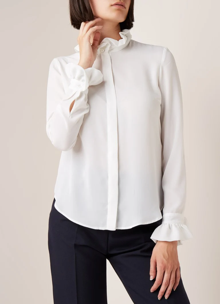 Camicetta Claudie Pierlot Colombe con colletto a balze e perle artificiali.