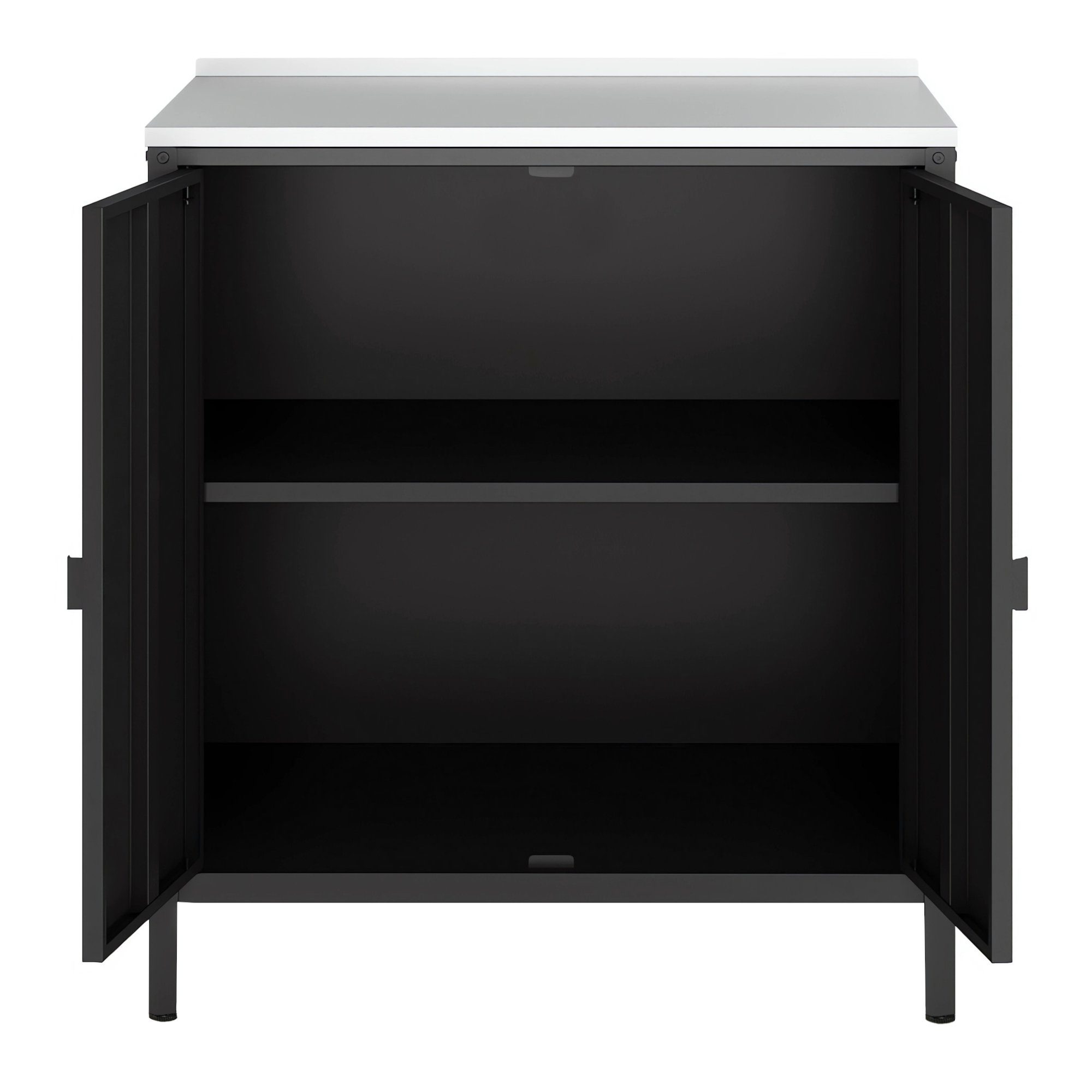 casa.pro Mehrzweckschrank Bolognano Schrank 92x80x50cm mit 2 Türen Schwarz, matt, matt