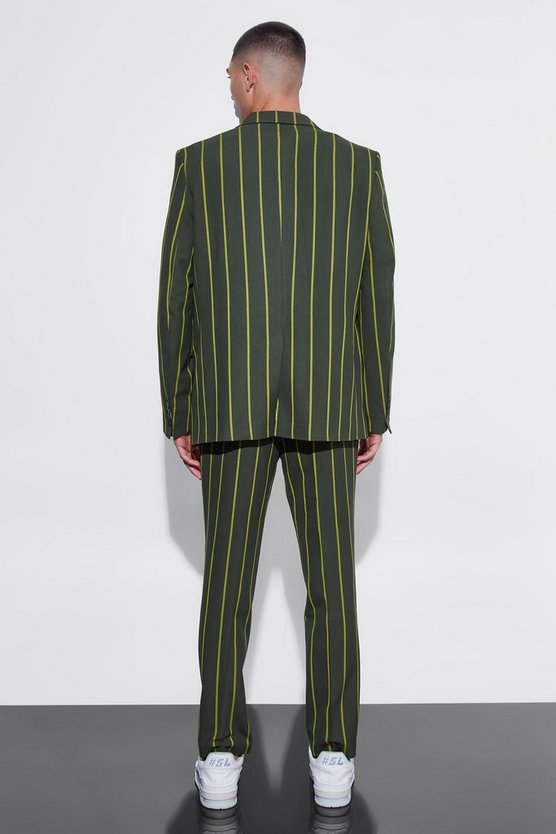Slim-Fit Anzughose mit breiten Streifen