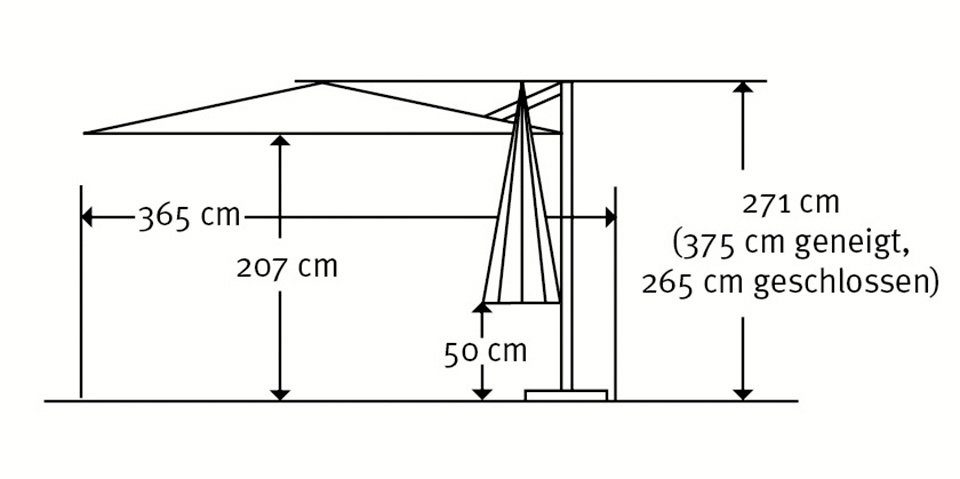 Schneider Schirme Ampelschirm Monaco, LxB: 300x300 cm, mit Schutzhülle und Schirmständer, ohne Wegeplatten