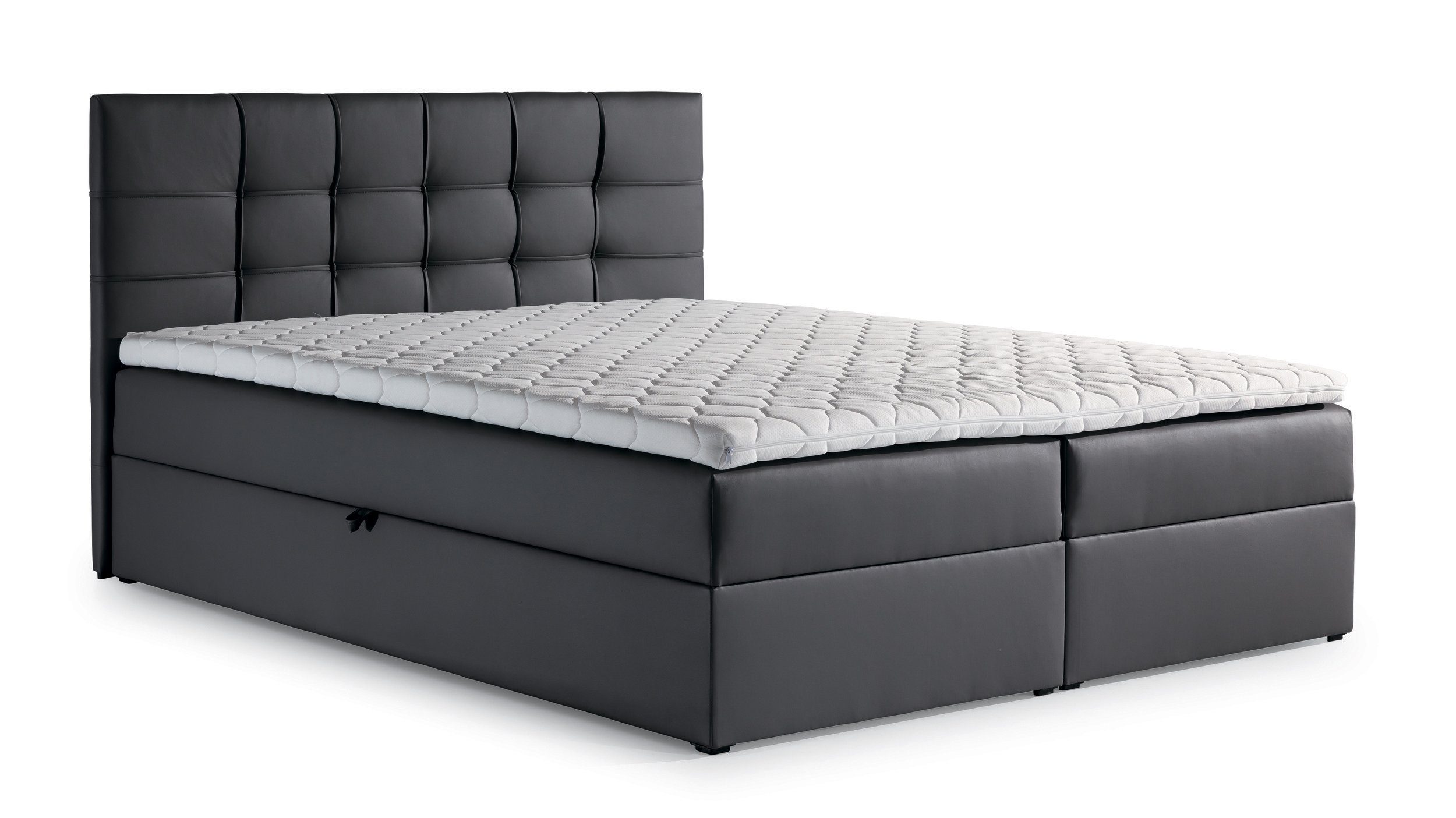 Stylefy Boxspringbett Stefan (Schlafzimmerbett, Bett), 120/140/160/180 x 200 cm, mit Topper, Kopfteil gepolstert, Bettkasten, made in Europa, Modern Design