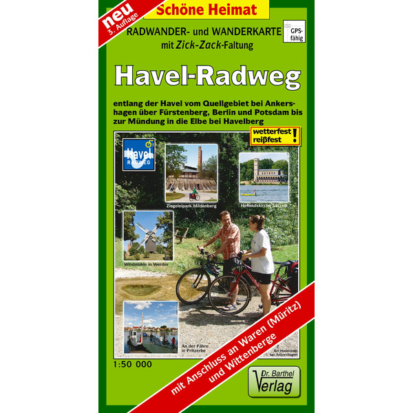 Radwander- und Wanderkarte Havel-Radweg 1 : 50 000 (mit Zick-Zack Faltung) - Wanderkarte