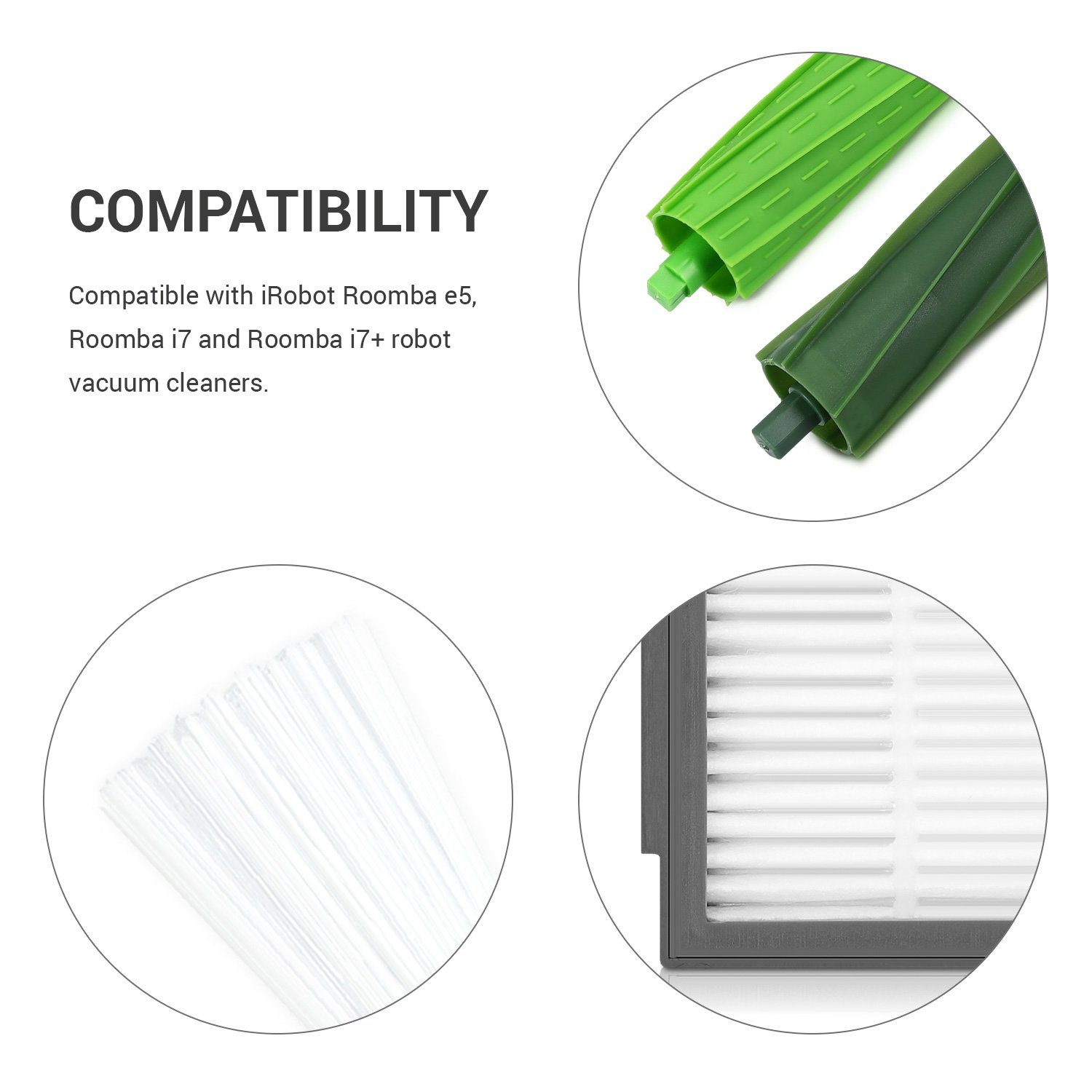kwmobile Saugroboter Zubehör-Set Ersatzteile Set für iRobot Roomba e/i Serie - Filter, Bürsten