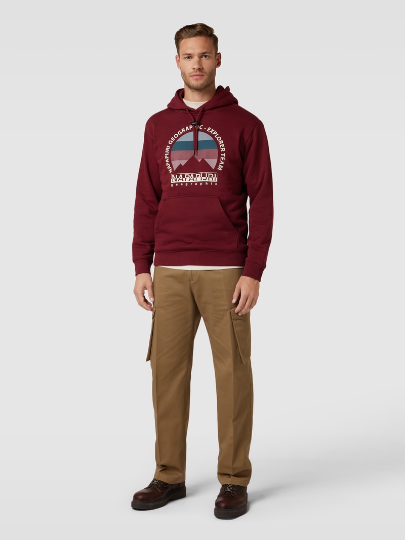 Hoodie mit Label-Print in dunkelrot