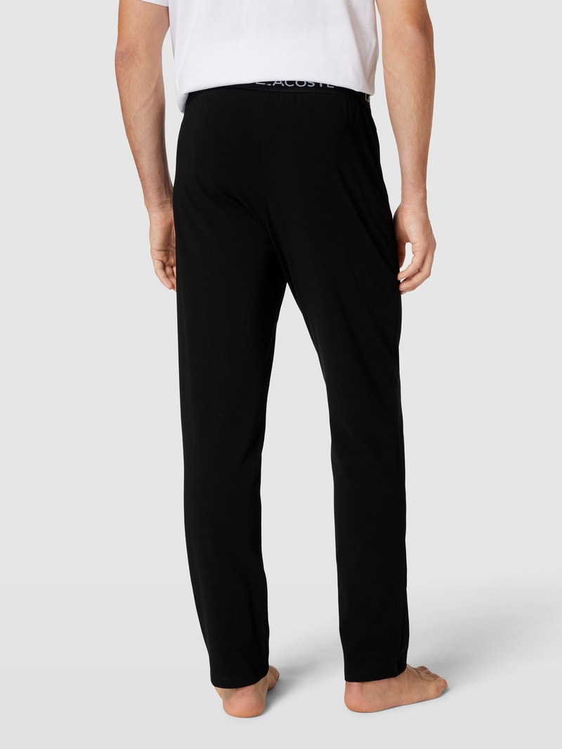 Pyjama-Hose mit elastischem Logo-Bund in schwarz