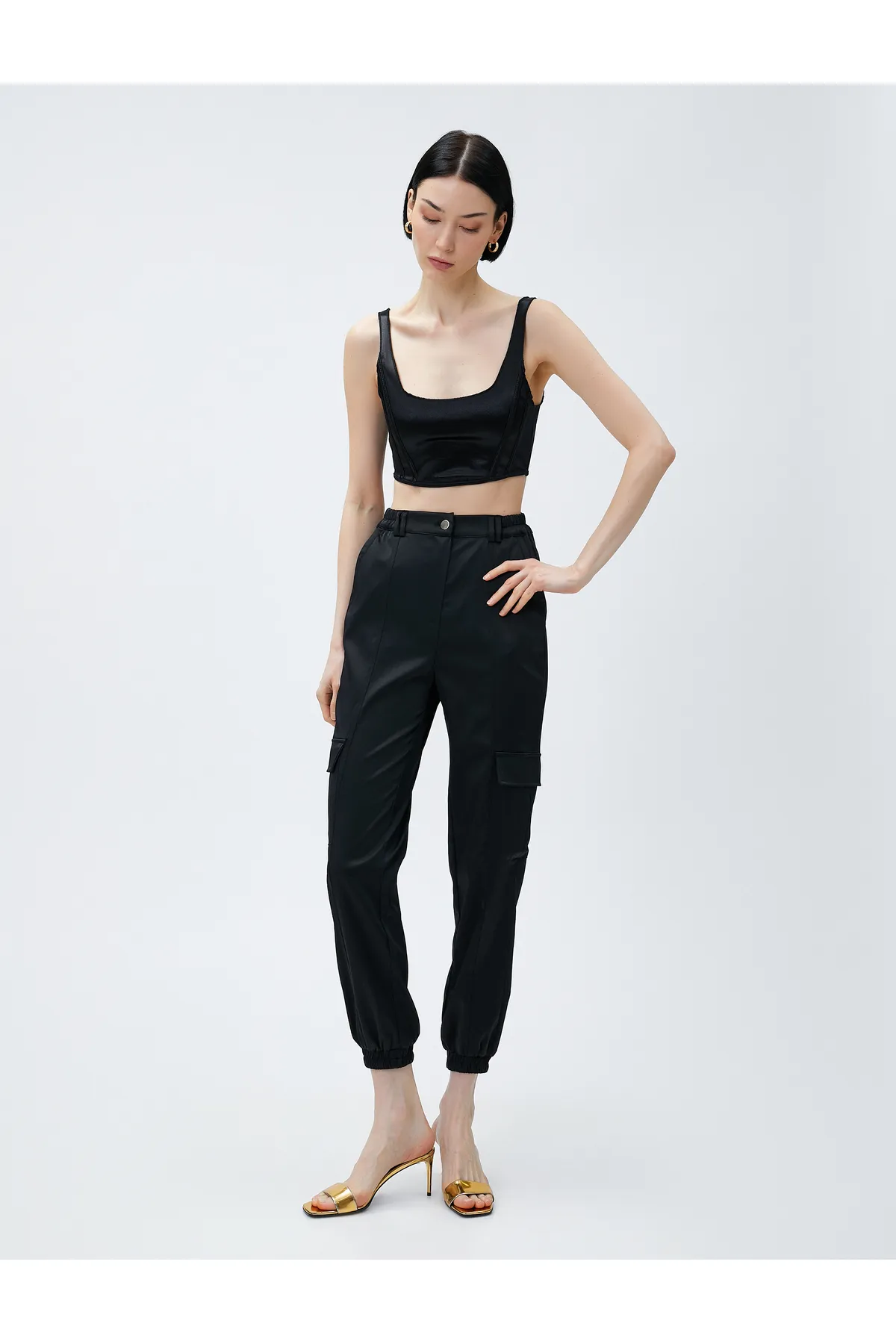 Koton  Jogger-Cargohose mit Tasche, gerippt