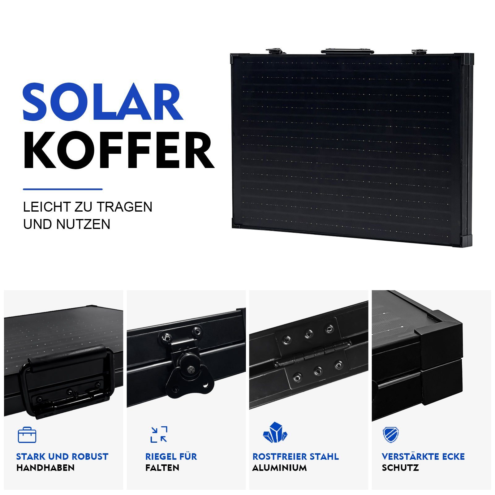PFCTART Solaranlage 100W faltbares Photovoltaik-Panel mit verstellbarer Halterung