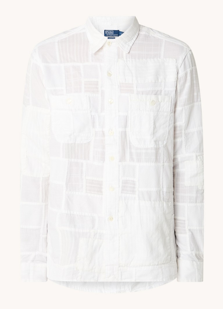 Camisa Ralph Lauren de corte clássico em mistura de linho com patchwork.