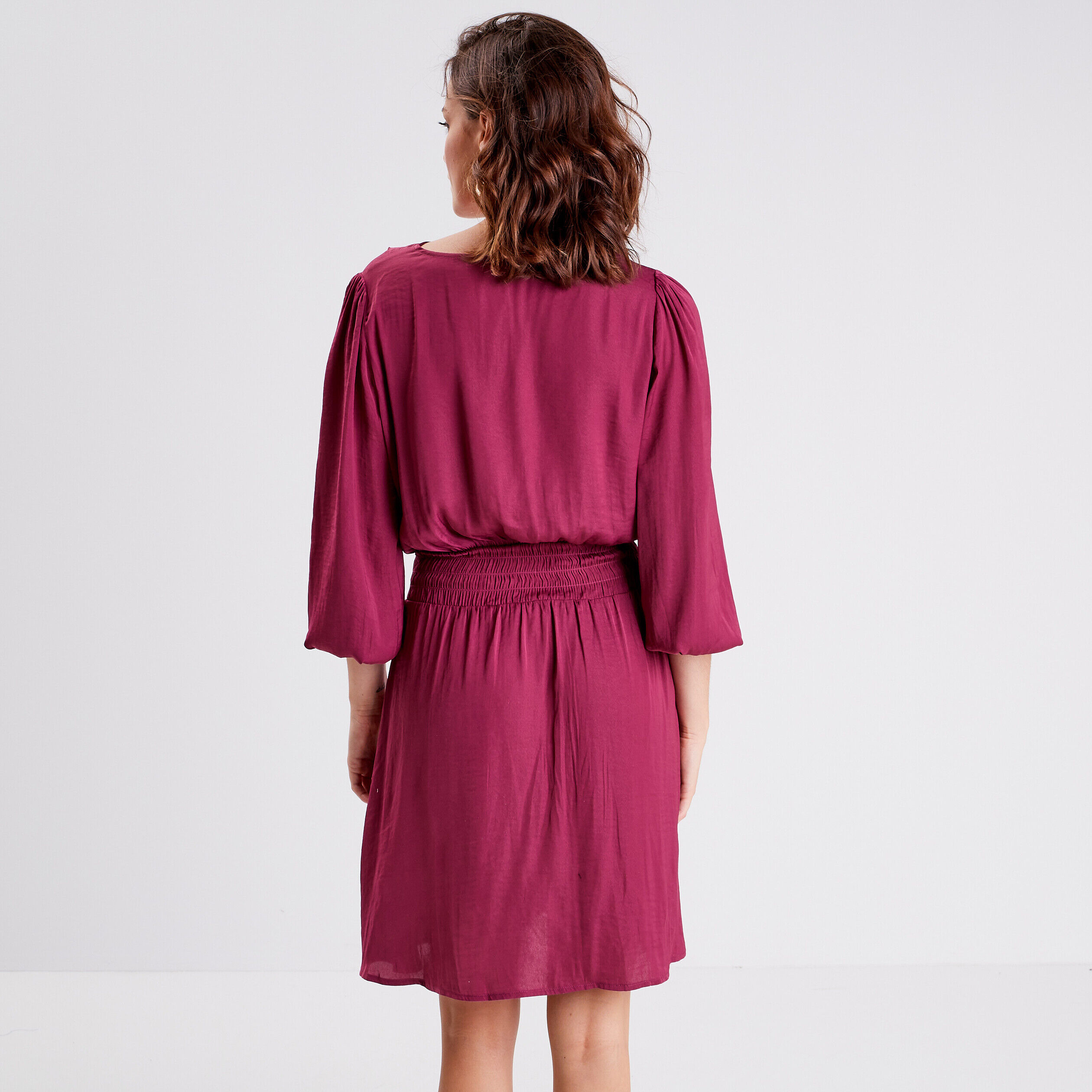 Robe évasée satinée prune femme | Cache Cache