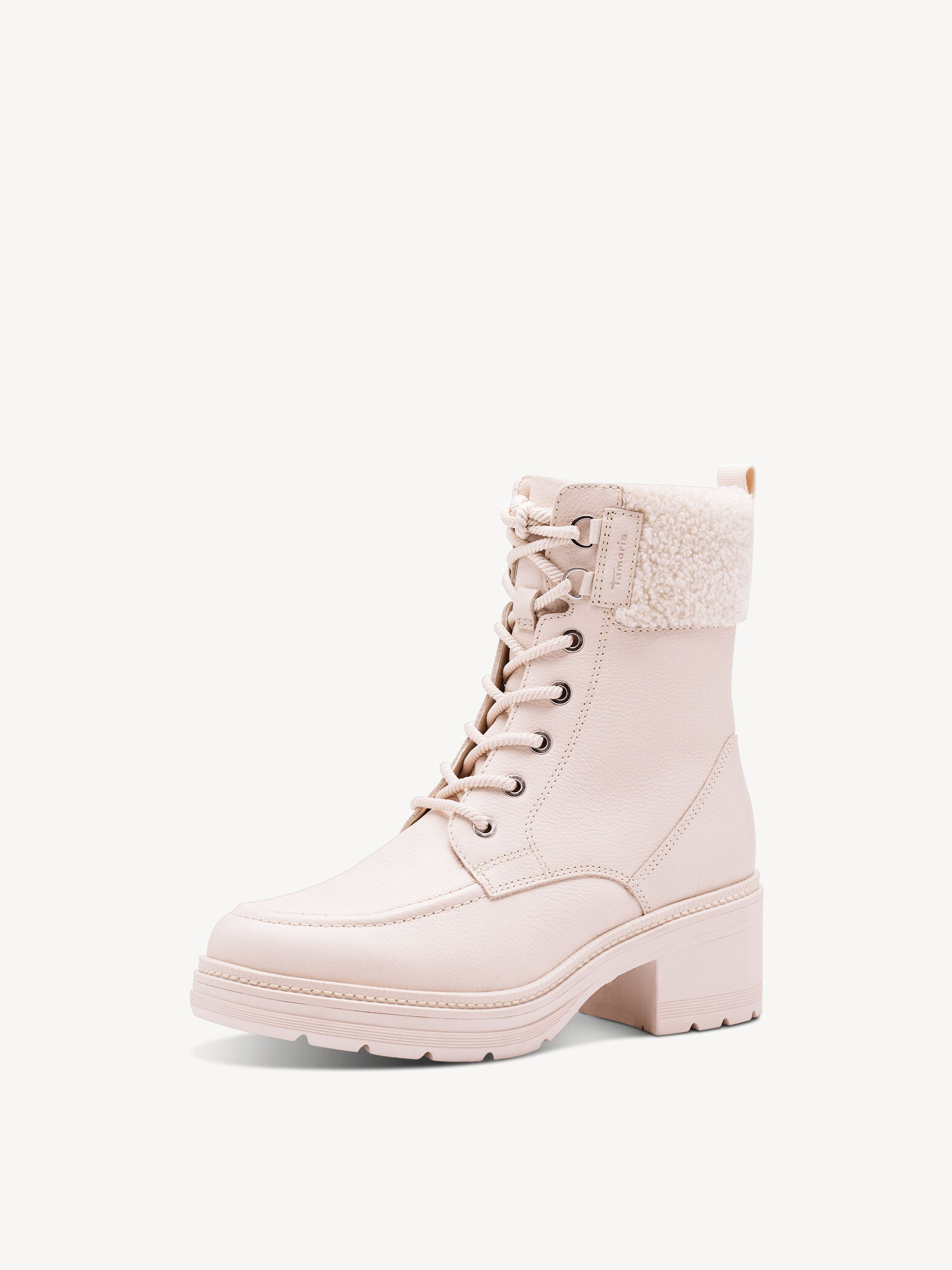 Bottine en cuir - beige doublure chaude