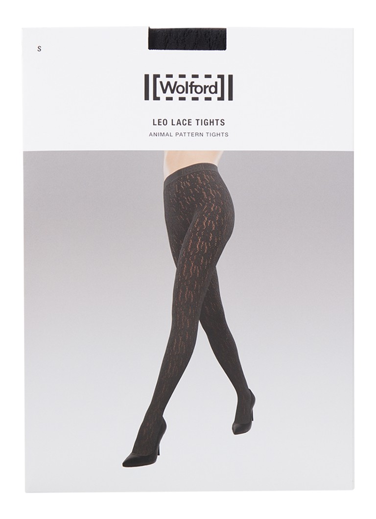 Wolford  Leo Lace netpanty met panterprint en logoband