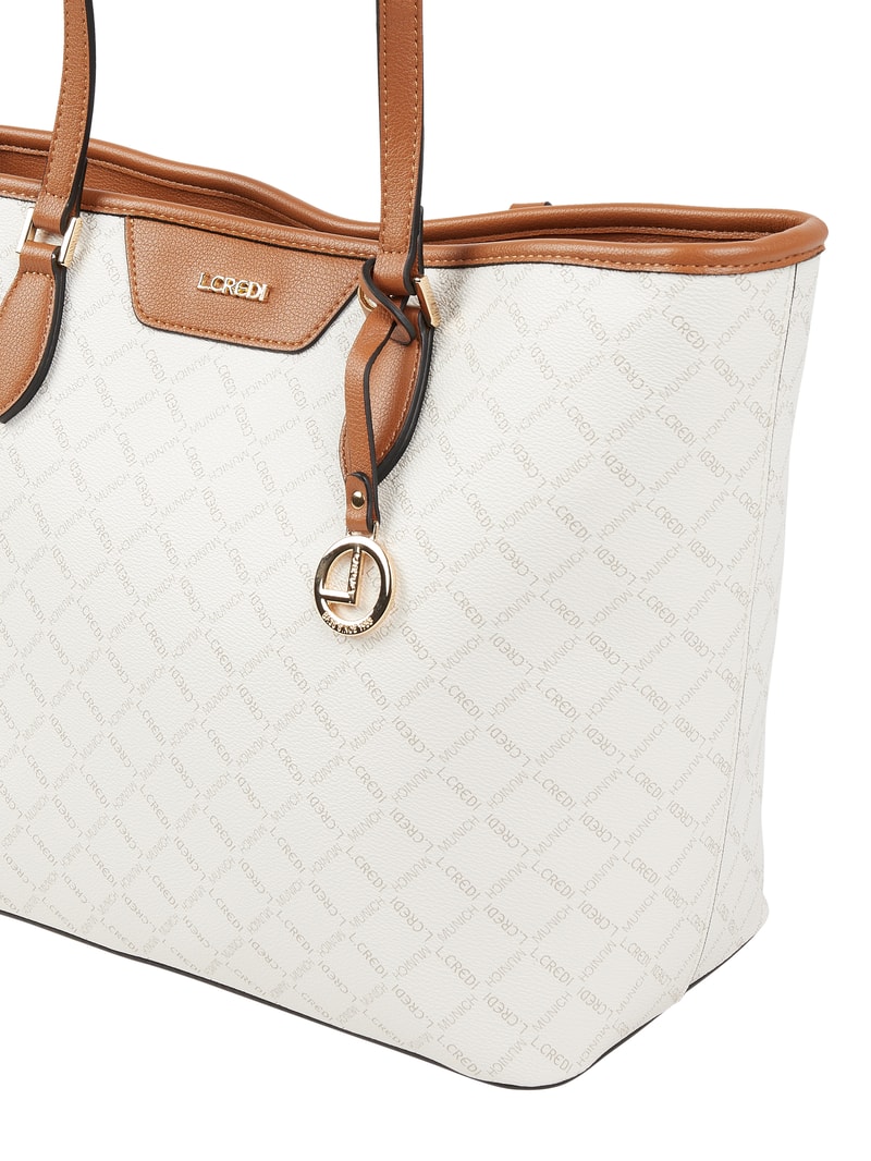 Shopper mit Logo-Muster in weiß