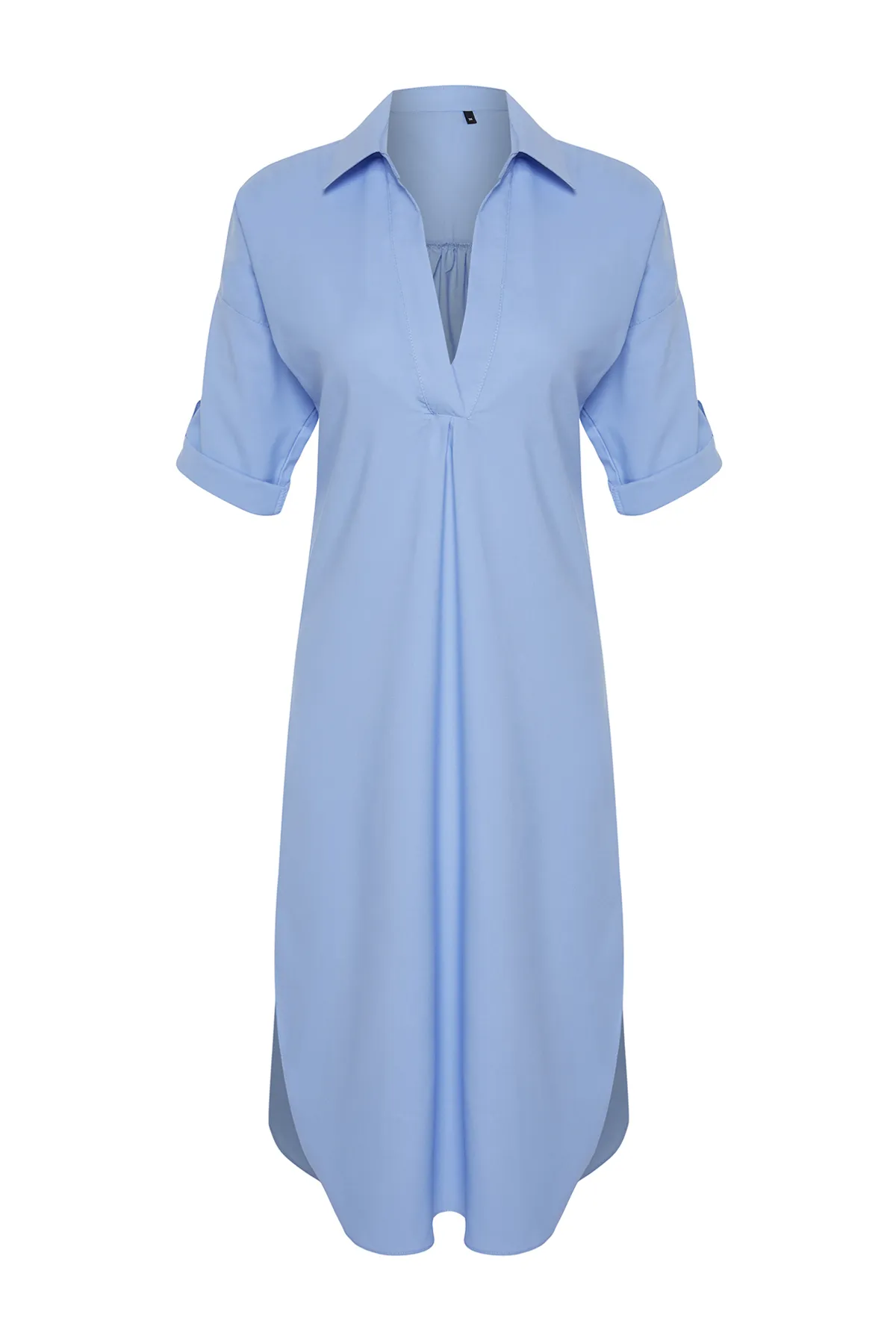 Trendyol Collection  Blaues gewebtes Midi-Strandkleid mit Schlitz TBESS21EL3847