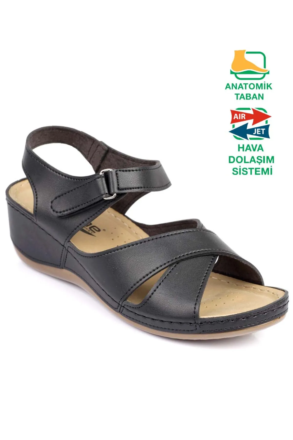 Capone Outfitters  Capone Z6312 Schwarze anatomische Komfort-Sandalen für Damen