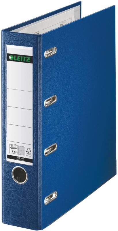 Leitz Doppelordner DIN A4 80 mm Blau 4 Ringe 1012 PP (Polypropylen) Glatt Hochformat