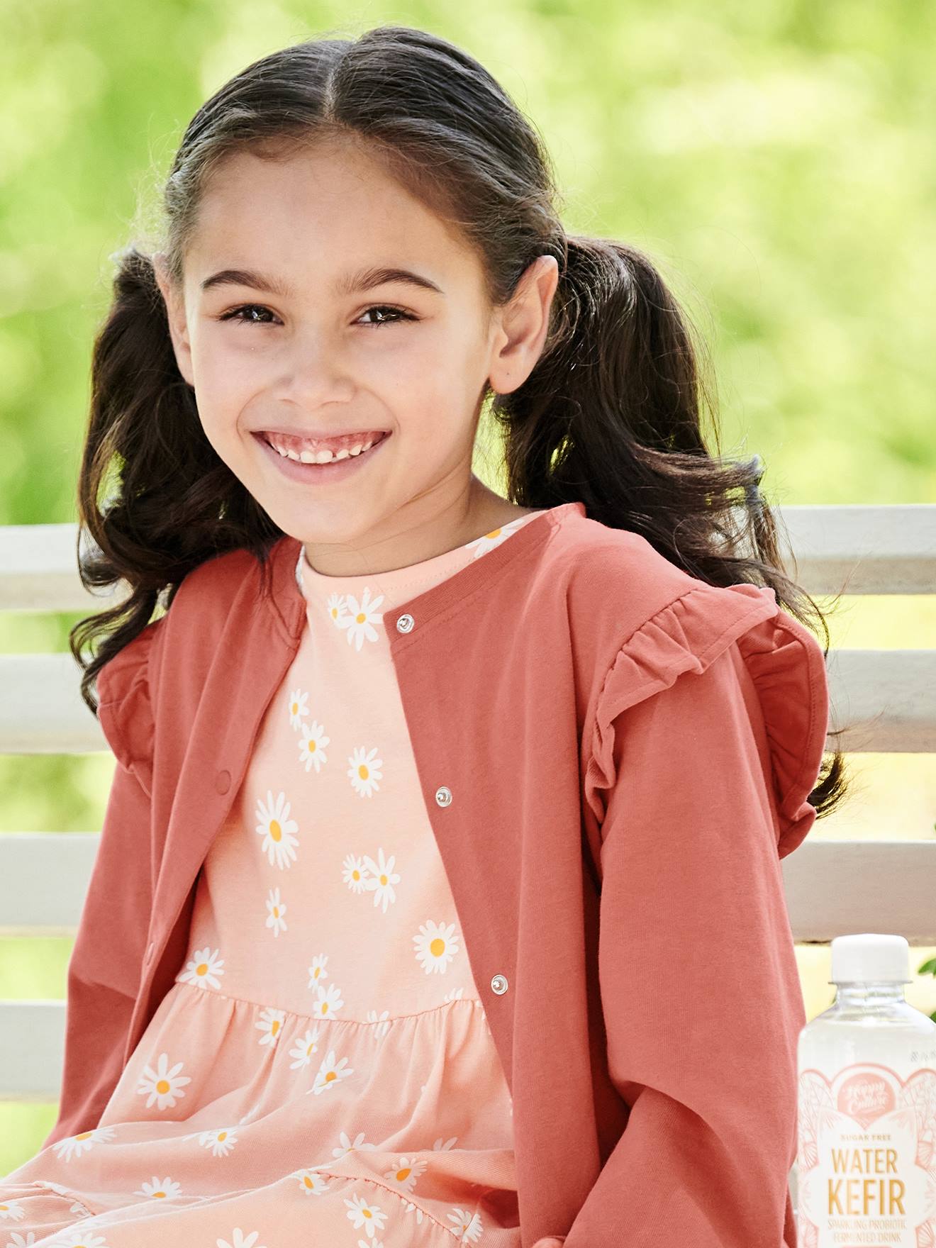 Ensemble robe et cardigan fille vert émeraude