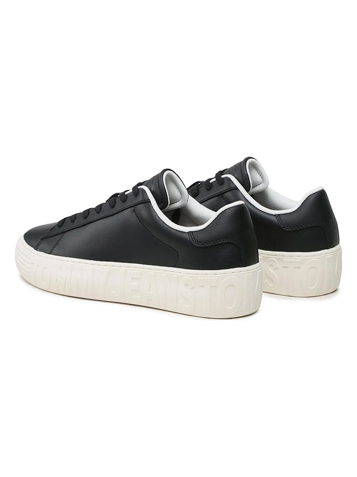 Tommy Hilfiger Shoes Leder-Sneakers in Schwarz/ Weiß günstig kaufen