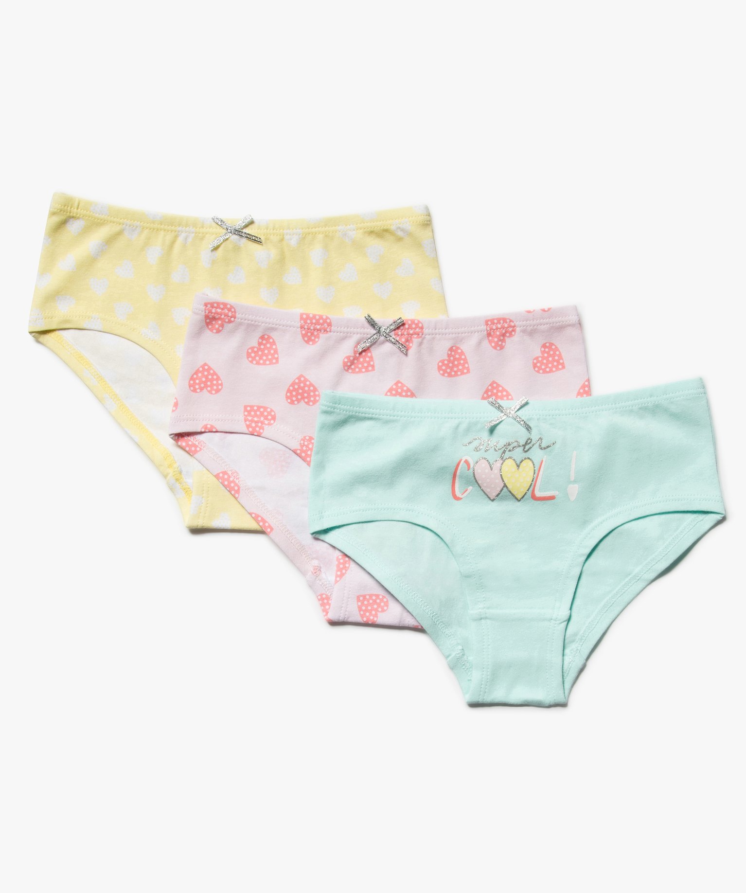 Shorties fille imprimés avec n?ud pailleté (lot de 3) multicolore | GEMO