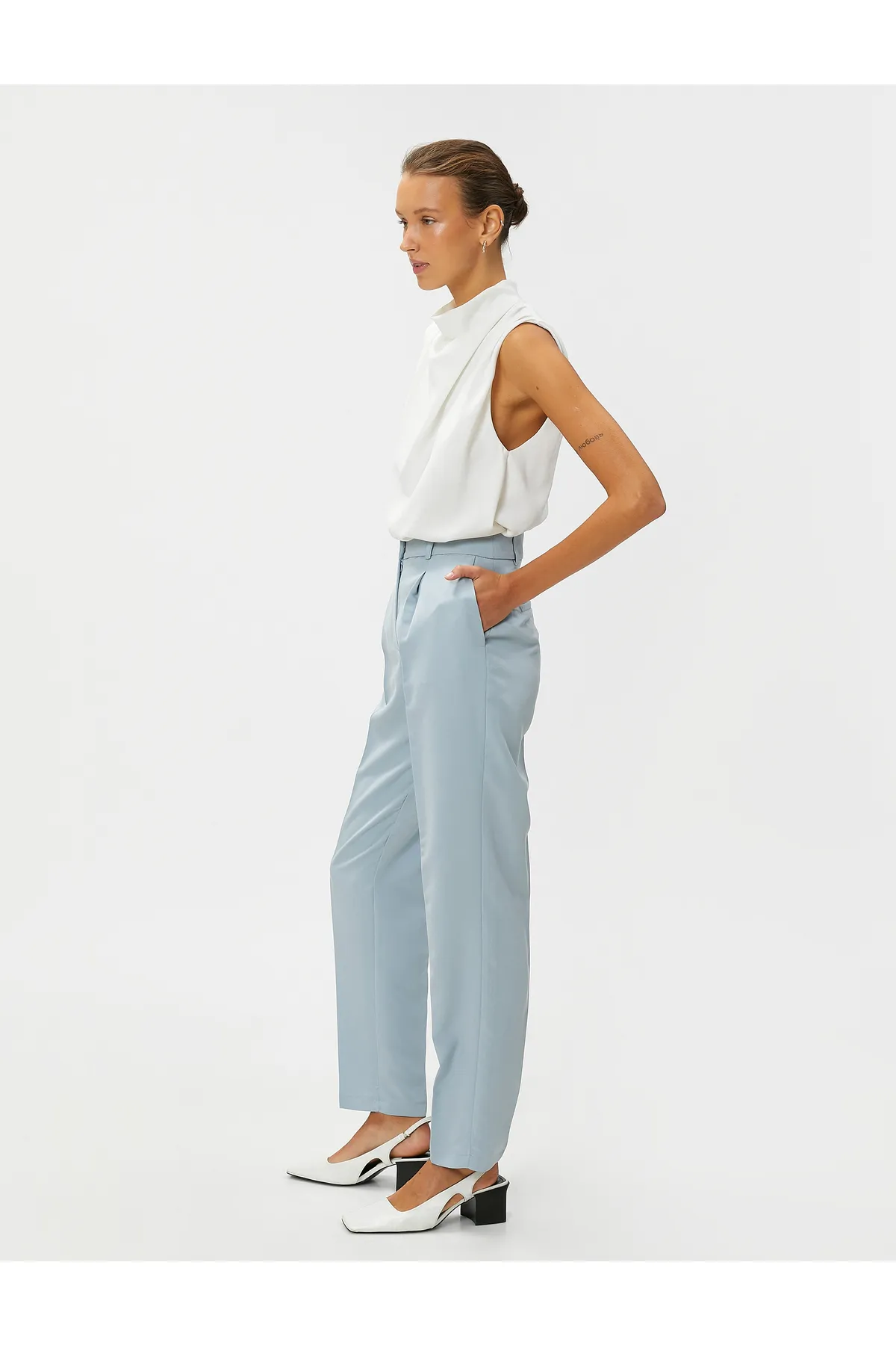 Koton  Zigarettenhose, Taschenfalte, Modalmischung
