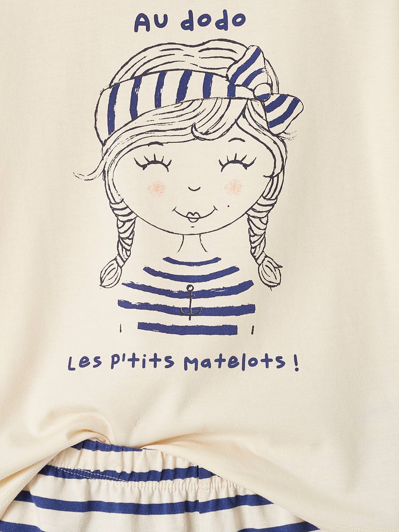 Pyjashort fille capsule nuit famille marin écru
