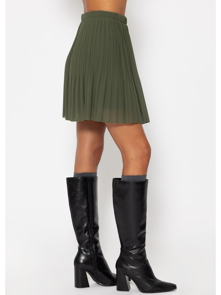 SASSYCLASSY Plissée-Rock aus Chiffon in Khaki günstig kaufen L