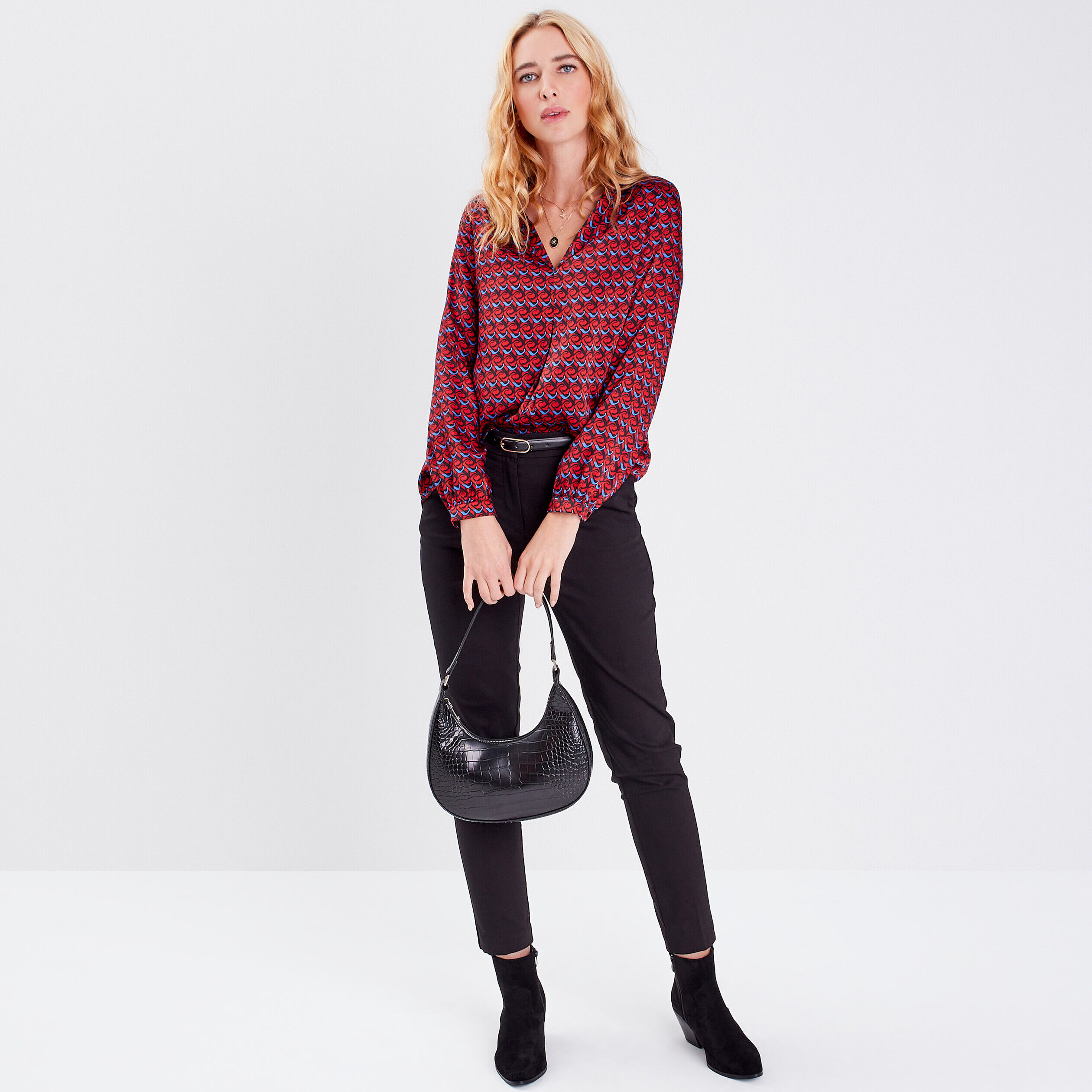 Blouse manches longues rouge femme | Cache Cache