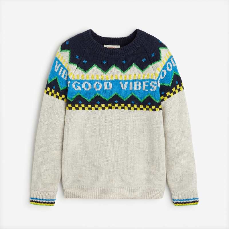 Pull good vibes enfant gris chiné garçon Catimini