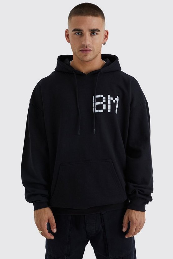 Oversize Hoodie mit Bm Pixel Print
